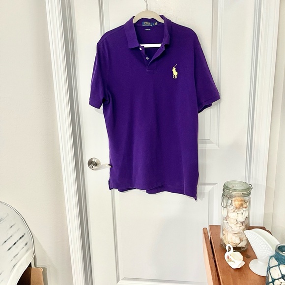 Polo by Ralph Lauren Purple Polo with Gold Big Pony & Polo Embroidery RARE